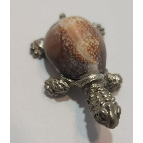 Vtg Silver Colored Metal And Real Shell Turtle Figurine 2.25" by 1" - Picture 5 of 10